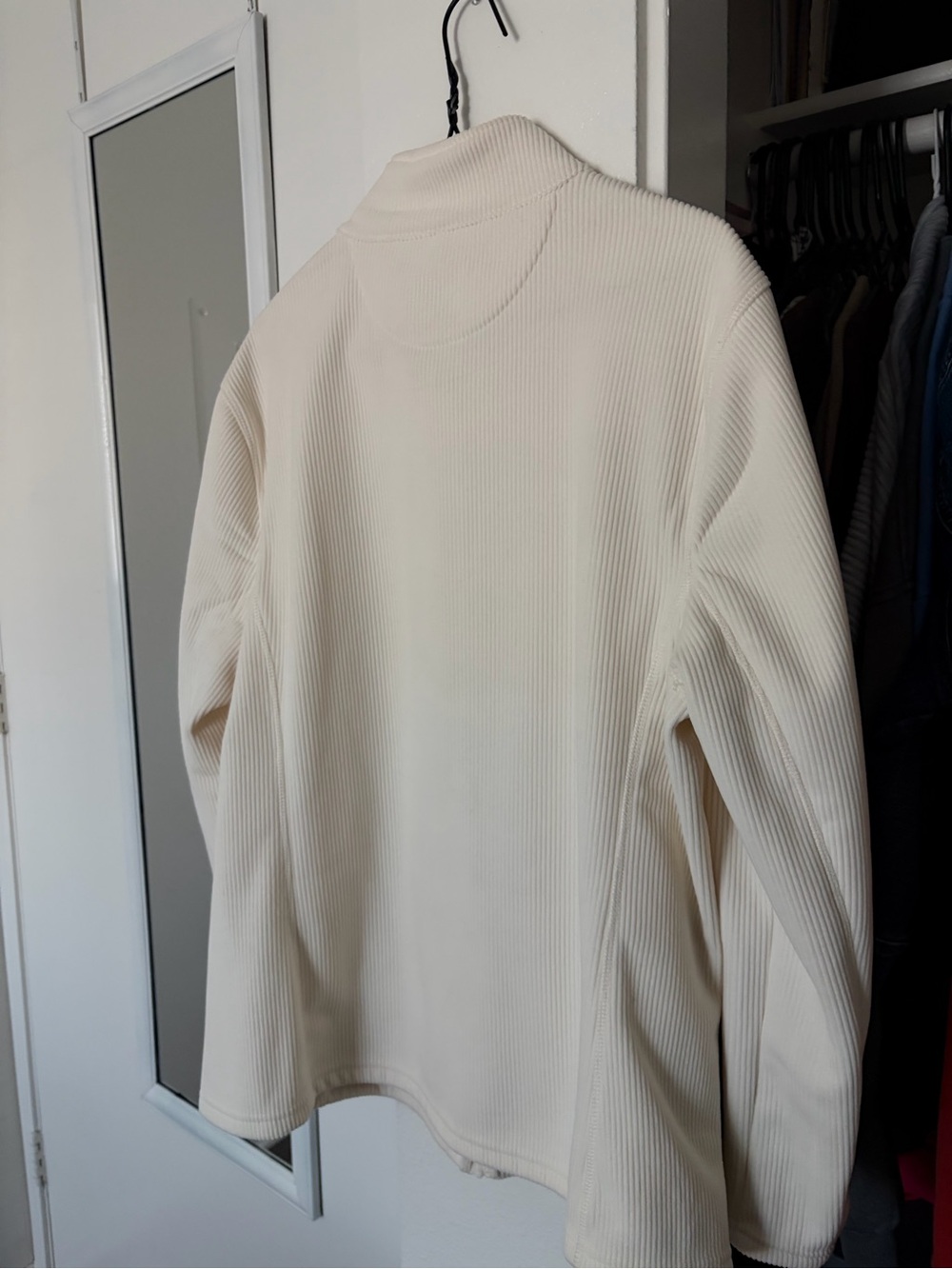Women's Ribbed Cowl Neck Sweater in Cream